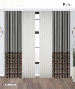 BASKILI DİKEY TÜL-ROSE