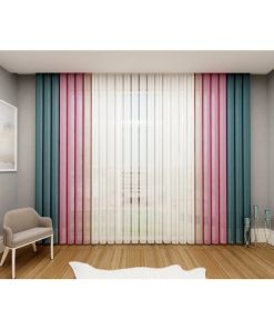 Tül Dikey Perde Yeşil-Pembe-Pudra