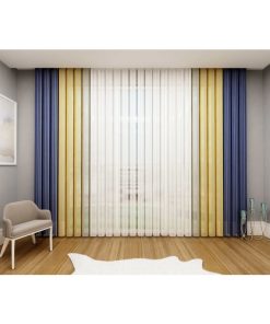 Tül Dikey Perde Sarı-Lacivert
