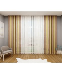 Tül Dikey Perde Sütlü Kahve-Hardal