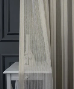 new altın sarısı çizgili tül